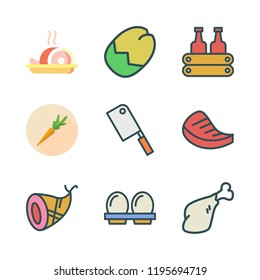 protein icon set. vector set about butcher, meat, ham and healthy food icons set.