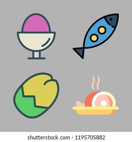 protein icon set. vector set about nuts, healthy food, egg and meat icons set.