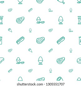 protein icons pattern seamless white background. Included editable outline boiled egg, beef, bacon, egg, protein powder icons. protein icons for web and mobile.