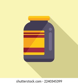 Protein jar icon flat vector. Sport food. Diet workout