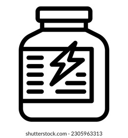 Protein jar icon outline vector. Arm muscle. Gym man