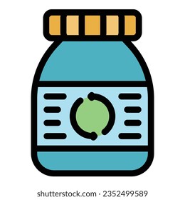 Protein jar icon outline vector. Body energy. Human system color flat