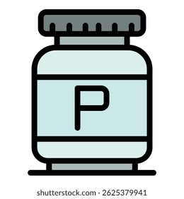 Protein jar icon. Outline Protein jar vector icon for web design isolated on white background color flat