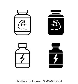 Protein jar icon set Sport Nutrition color editable