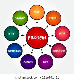 Protein Are Large Biomolecule And Macromolecule That Comprise One Or More Long Chains Of Amino Acid Residues, Mind Map Concept Background