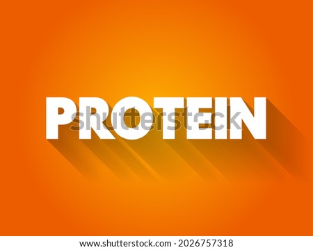 Protein - large biomolecules and macromolecules that comprise one or more long chains of amino acid residues, text concept background