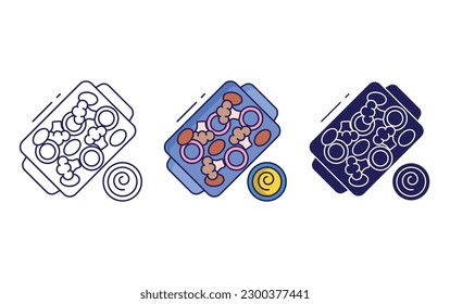 protein meal line and solid illustration icon