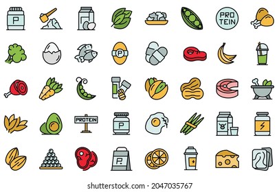 Protein nutrient icon. Outline protein nutrient vector icon thin line color flat isolated on white