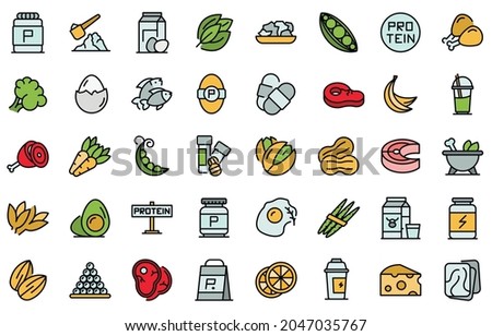 Protein nutrient icon. Outline protein nutrient vector icon thin line color flat isolated on white