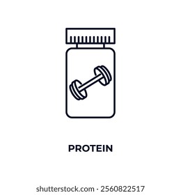 protein outline icon. Linear vector from gym concept. Thin line protein icon isolated on white background