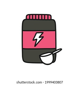 Protein Powder Doodle Icon, Vector Illustration