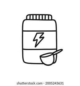 ícono de doodle de polvo proteico, ilustración vectorial