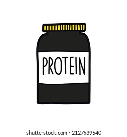 protein powder doodle icon, vector illustration