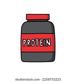 protein powder doodle icon, vector illustration