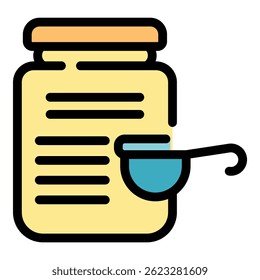Proteinpulver-Symbol. Umriss Protein-Pulver, Vektorsymbol, Farbe, flach, einzeln