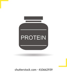 Protein Powder Jar Icon. Drop Shadow Silhouette Symbol. Bodybuilding Food Supplement. Vector Isolated Illustration