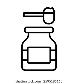 Protein Powder Vector Line Icon Design