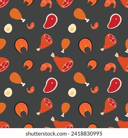 Protein seamless pattern. food. Vector illustration.