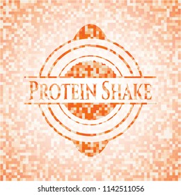 Protein Shake abstract emblem, orange mosaic background