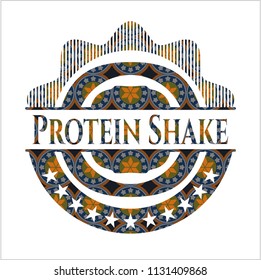 Protein Shake arabesque emblem background. arabic decoration.