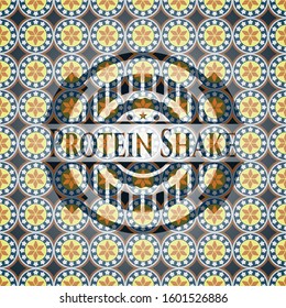 Protein Shake arabic badge background. Arabesque decoration.