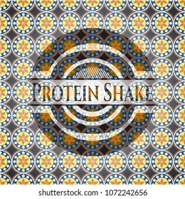 Protein Shake arabic emblem. Arabesque decoration.