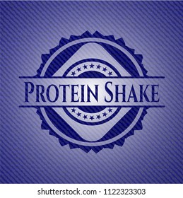 Protein Shake badge with jean texture
