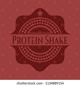 Protein Shake badge with red background