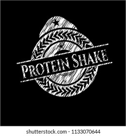 Protein Shake chalk emblem written on a blackboard