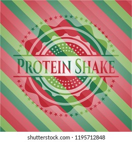 Protein Shake christmas colors style badge.
