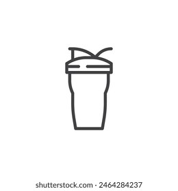 Icono de la línea Protein Shake Cup. signo de estilo lineal para concepto móvil y Diseño web. Icono de Vector de contorno de coctel de proteínas. Símbolo de nutrición deportiva, ilustración de logotipo. Vector gráfico