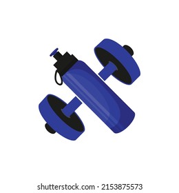 Protein shake and Dumbbell line and solid icon, Gym concept, Protein shaker sign on white background,