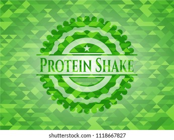 Protein Shake green emblem with mosaic background