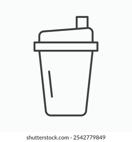 Protein shake icon in black and white outlined stroke