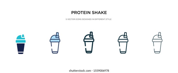 protein shake icon in different style vector illustration. two colored and black protein shake vector icons designed in filled, outline, line and stroke style can be used for web, mobile, ui