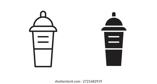 Protein-Shake-Icon flach und dünn Strich Vektor Pack. Bearbeitbarer Symbolsatz