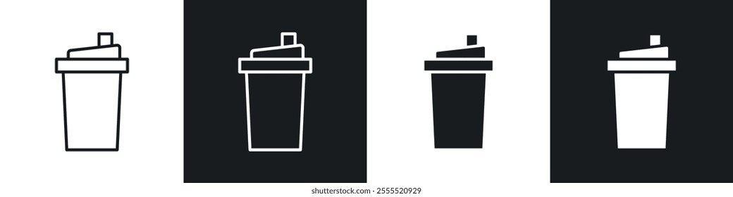 Protein shake icon vector collection in black and white.