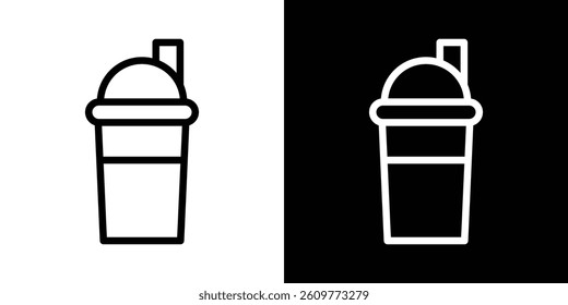 Protein shake icons vector set in stroke line style