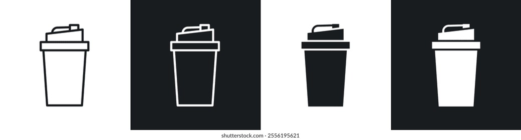 Protein shake linear icon set for app, and web design.