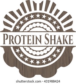 Protein Shake retro style wooden emblem