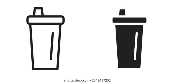 Protein shake vector icon set in black.