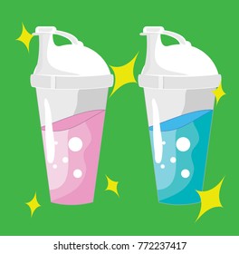 Protein Shake and water Weight loss smoothie shake Fruit with protein powder milk to grain muscle background smoothie blender mix fruit shake and protein shaker healthy active lifestyle drink shake