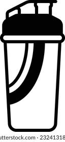concepto de botella de agitador de proteínas, diseño de icono vectorial del mezclador de mano, símbolo Fitness and Wellness, signo de entrenamiento y elevación de pesas, ilustración de material de entrenamiento personal