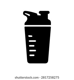 Protein Shaker Icon Containing shaker bottle, fitness nutrition, sports drink, and glyph illustration. Glyph illustration