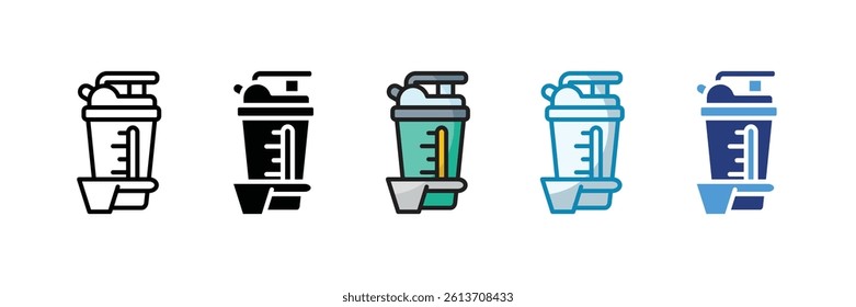 Protein Shaker Icon Set Multiple Style Collection