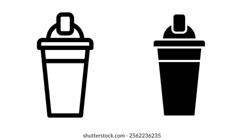 Protein shaker Icons pack in outlined and flat versions