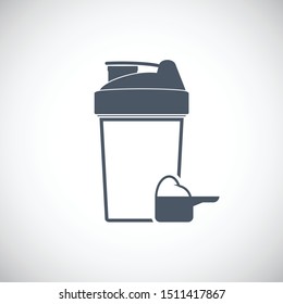 Protein Shaker. Sport Shaker Bottle Icon, Vector Stock Illustration