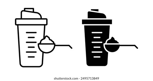 Protein shaker vector icon set in black color.