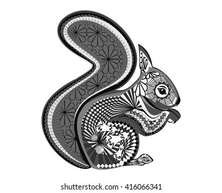 Protein. Style hand drawn zentangle, coloring book, tattoo, t-shirt design, logo, anti-stress adult coloring pages with high detail isolated on white background. Vector monochrome sketch.