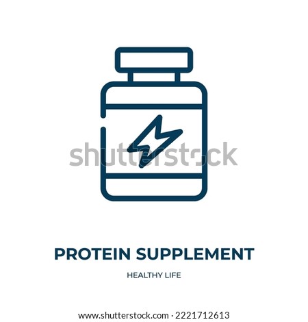 Protein supplement icon. Linear vector illustration from healthy life collection. Outline protein supplement icon vector. Thin line symbol for use on web and mobile apps, logo, print media.